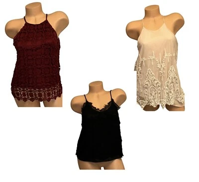 Lote de 3 blusas sin mangas vintage de ganchillo forradas Monteau & Chang Kang para mujer S Foto 1 de 4