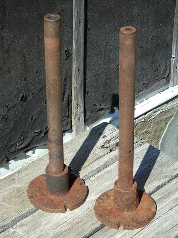 Pair 2 Antique Cast Iron Machine Base Stands Steampunk Industrial Table Pedestal Cover