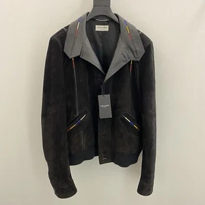 Saint Laurent Suede Leather Jacket In Large - Picture 1 of 7