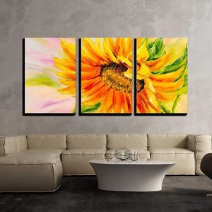 Wall26 - Sunflower Oil Painting - Canvas Art Wall Home Decor - 24"x36"x3 Panels - Picture 1 of 3