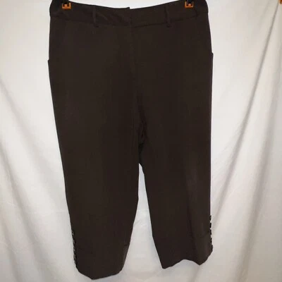 Dressbarn Cropped Dress Pants Womens 14 Brown High Rise Pockets Career Casual - Image 1 of 4