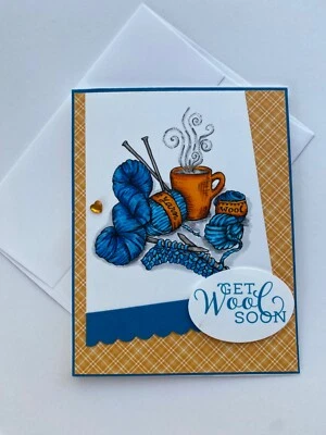 Greeting Card 4.25 x 5.5 Get well Card Hand Made Blank inside Hand colored - Image 1 of 4