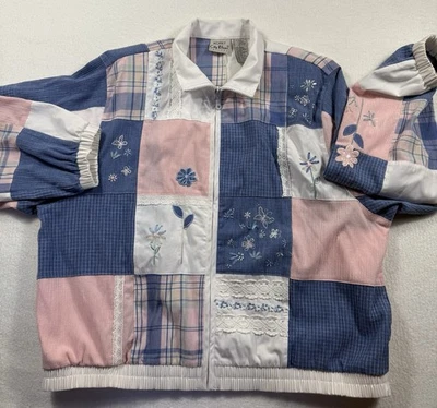 Vintage KORET CITY BLUES Womens White LIGHT Jacket Size Large Grandma Patchwork - Image 1 of 4