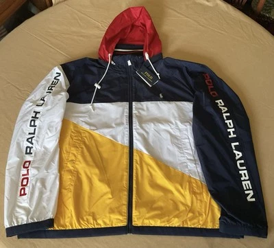 B&T POLO Ralph Lauren Color Blocked Nautical Regatta Sailing Hooded Jacket 2XB - Image 1 of 4