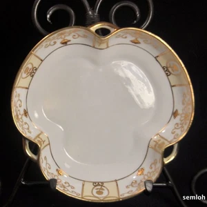 Nippon Bowl 3 Lobes 3 Handles Maruki Mark Hand Painted Raised Gold 1912-1921 HTF - Picture 1 of 9