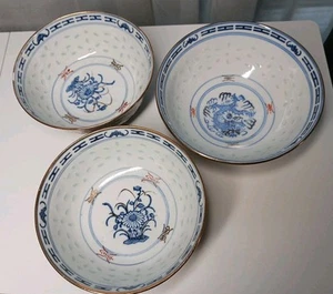 3 Antique Chinese Porcelain Rice Grain Pattern Jiangxi treasure Republican era - Picture 1 of 9
