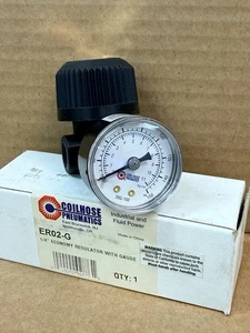 Coil Hose Spray Gun 1/4” Air Regulator with Gauge Model ER02-G - Picture 1 of 5