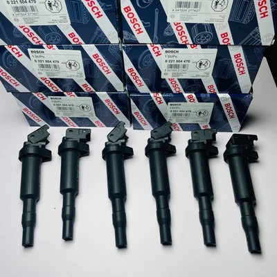 6x OEM BOSCH Ignition Coil Set W/ Connector Boot For BMW 5 6 7 x5 x6 0221504470 Foto 1 de 4