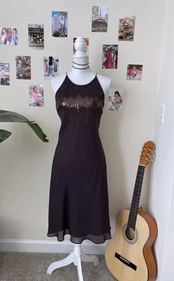 Vintage Woman’s Cachet Brown beaded Sequins Dress Size 14 - Image 1 of 4