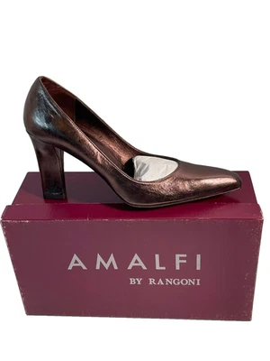 Zapatos de salón de cuero Amalfi by Rangoni tacón bloque bronce para mujer talla 7,5AA nuevos en caja Foto 1 de 4