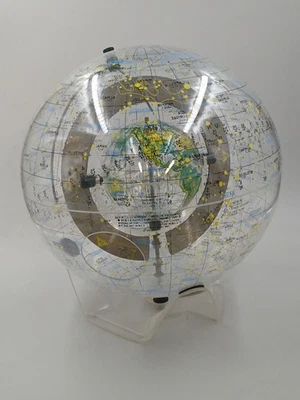 Farquhar 1977 "Tierra en el espacio" globo celeste transparente con soporte de brújula Foto 1 de 4