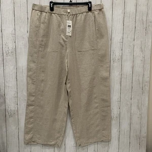 Eileen Fisher Bio Leinen 1X Gummibund Unnat weites Bein Tasche Knöchel Hose - Bild 1 von 19