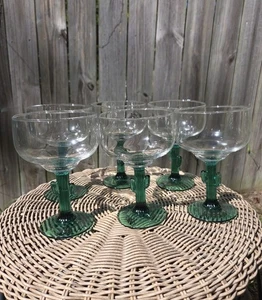 Libbey Green Cactus Stemware Margarita Glasses Set of 6 - Picture 1 of 6