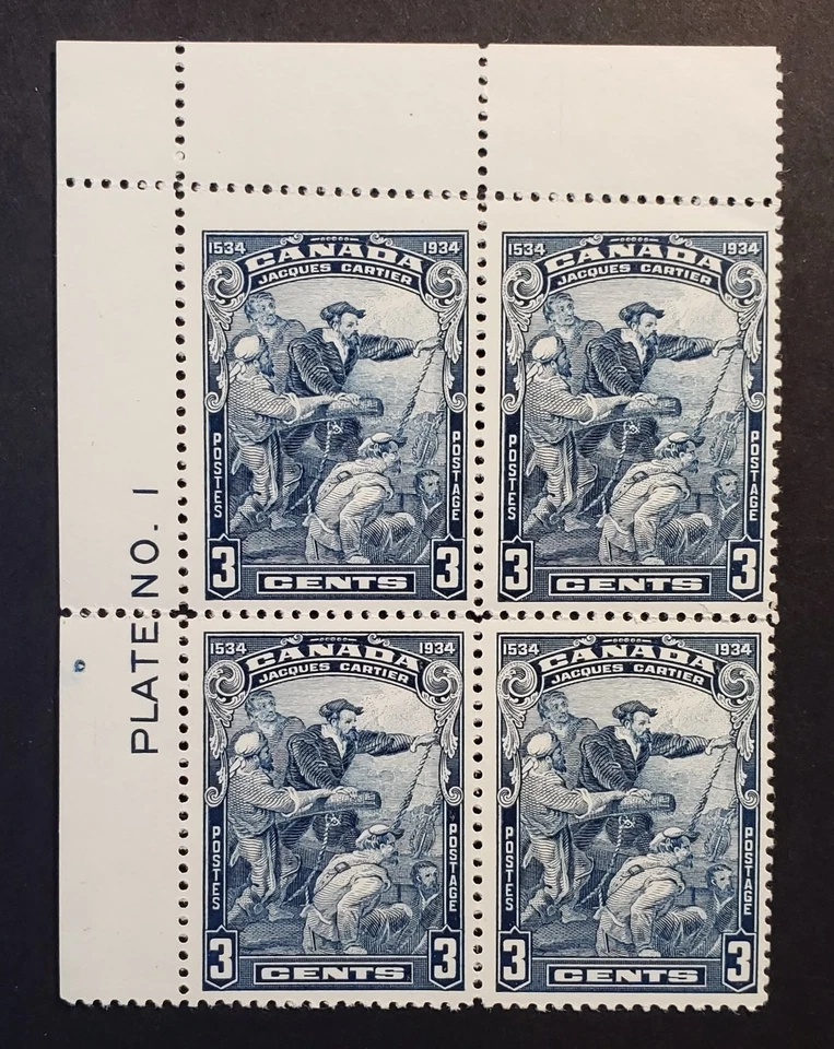 Estampillas Canadá como nuevas: #208 3c azul Jacques Cartier UL pl. Negro #1 F/VF MNH Foto 1 de 1