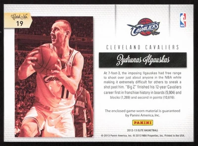 2012-13 Panini Elite Throwback Threads Zydrunas Ilgauskas #19 Cavaliers Foto 1 de 2