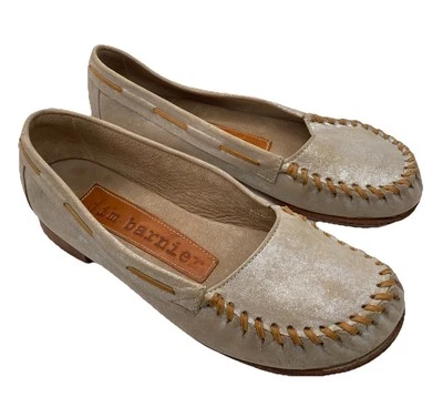 Mocasín para mujer Free People x Jim Barnier Molly de cuero plano 8 metálico plateado Foto 1 de 4