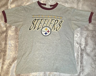 Camiseta Timbre Vintage Años 90 Pittsburgh Steelers Borde Granate Reebok Adulto XL NFL Foto 1 de 4