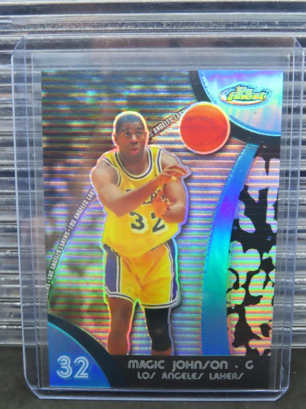 2007-08 Topps Finest Magic Johnson Blue Refractor #078/199 Los Angeles Lakers