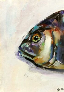 Oil Painting Original Fish Still Life Food Art Impressionism MADE TO ORDER - Picture 1 of 3