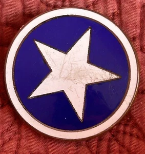 Emblema de vehículo vintage estrella de cinco puntas blanco redondo azul capucha vehículo - Imagen 1 de 4