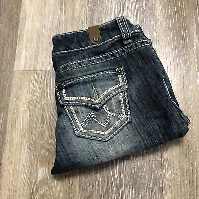 Pantalones cortos de mezclilla YMI de tiro bajo azul lavado oscuro para mujer talla 1 Foto 1 de 4