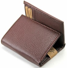 New Mens Leather Trifold Brown Wallet Credit Card Window ID Holder Billfold Case