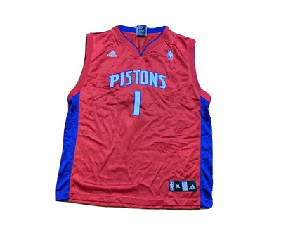 Camiseta alternativa vintage Chauncey Billups Detroit Pistons vermelha juvenil GG Adidas - Imagem 1 de 4