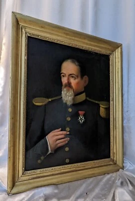 Portrait d'un Officier 1850 Légion d'Honneur 24e Régiment d'Infanterie 90x74cm - Photo 1/4