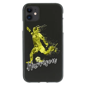 Personalised Initial Phone Case For iPhone 14/13/12/11 Yellow Football TPU Cover - Picture 1 of 8