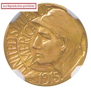 US 1915 (S) 1 Dollar Gold Coin Panama-Pacific Exposition NGC MS64+ - Picture 1 of 4