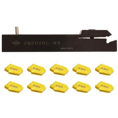 10Pcs SP300 Grooving Insert & ZQ2020L-03 CNC External Cutting Off Turning Holder - Image 1 of 4