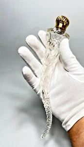 19c, antiker französischer Baccarat geschliffener Kristall Füllhorn Form vergoldet gedrehter Stopfen - Bild 1 von 11