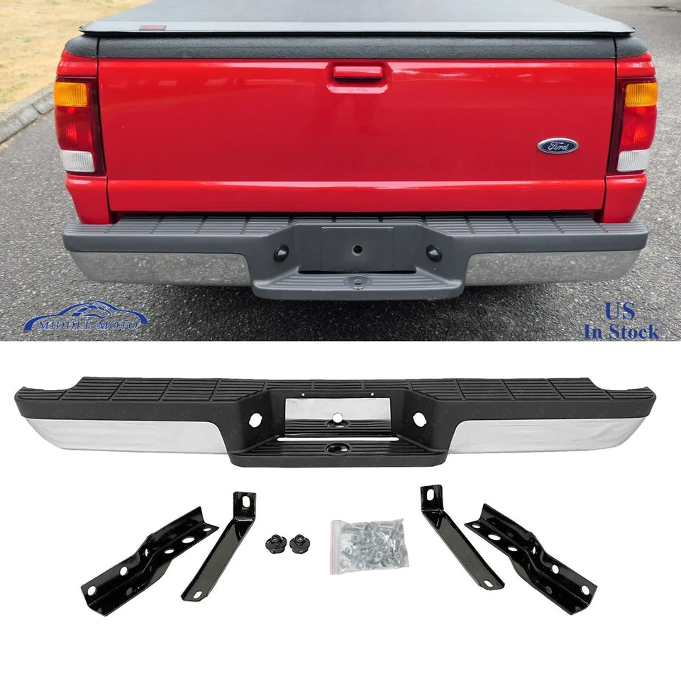 Chrome Rear Step Bumper Assembly For 1993-2011 Ford Ranger Styleside/Fleetside Foto 1 de 4