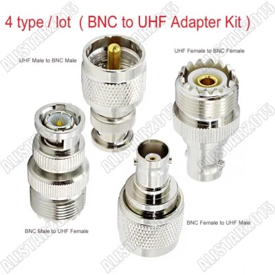 4 Type/Lot BNC to UHF Type PL-259 SO-239 Female Male Adapter RF Connector Kit - Image 1 of 4