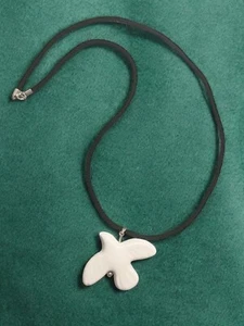 Ceramic Choker Necklace with Dove Pendant and Sterling Silver Clasp. - Picture 1 of 4