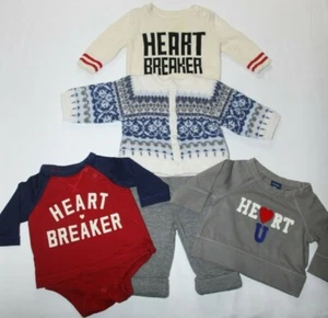 BABY GAP 0-3 months lot 'HEART BREAKER' lot bottoms, sweaters and one piece - Picture 1 of 8