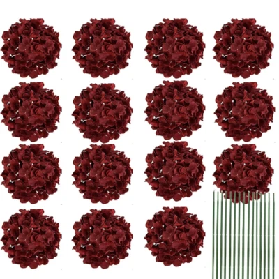 Hortensia de Seda Flores 54 Pétalos Hortensias Artificiales con Tallo Flor Decoración Foto 1 de 4