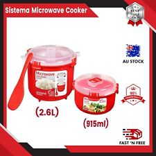 Sistema 82001 Microwave Rice Cooker 2.6L, Round Microwave Food Container 915ml