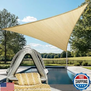 ColourTree Heavy Duty 16' x 16' x 16' Beige Sun Shade Triangle Pro Ring Shade - Picture 1 of 5