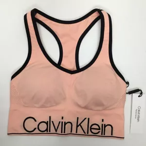 Calvin Klein Performance Women's Logo Nylon Stretch Bralette, Peach, S - Picture 1 of 4