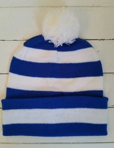 Chelsea blue and white football supporters traditional style bobble hat one size - Picture 1 of 6