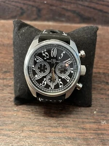 M&M Primo Emporio 21-68 Chronograph Watch Black Leather Band Need Battery - Picture 1 of 9