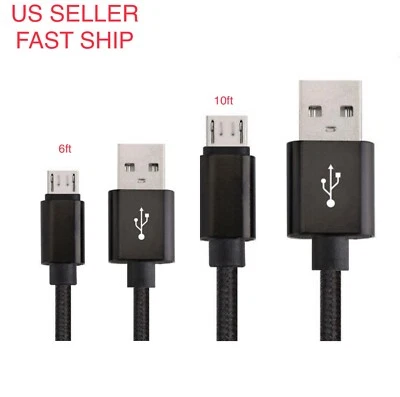 6ft 10ft Micro USB Fast Charger Data Sync Cable Braided Cord Samsung Android  - Image 1 of 4