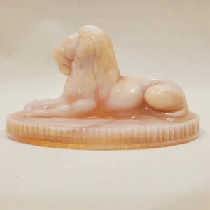 Oscar der Löwe Briefbeschwerer Kamee rosa & hellbraune Schlacke Gipfel Kunst Glas Vogelsong - Bild 1 von 10
