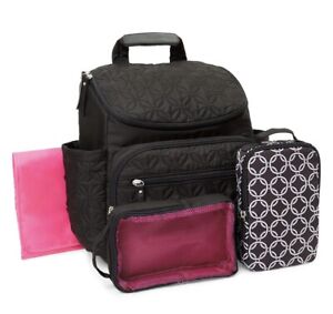 Child of Mine by Carter's Black andPink Quilted Diaper Bag Backpack 4 Piece Set