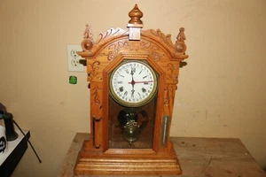 Antiguo Reloj Carillón Calendario Estante Roble Tallado Victoriano Años 1890 FUNCIONA - Imagen 1 de 18