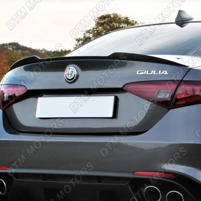 For 2017-23 Alfa Romeo Giulia Quadrifoglio Style Carbon Fiber Trunk Spoiler Wing - Image 1 of 4
