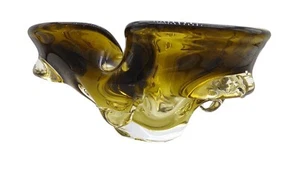 Cuenco de vidrio artístico de Murano verde astillado 8 pulgadas de ancho 3,5 pulgadas de alto - Imagen 1 de 8