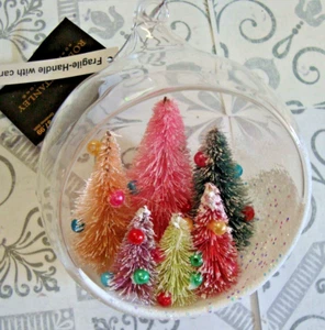 Robert Stanley 2021 Bright Trees Globe Glass Christmas Ornament Bottle Brush - Bild 1 von 4