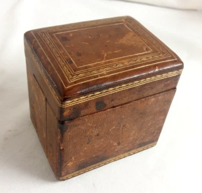 BOITE coffret ETUI à CIGARETTES ancien CUIR et BOIS à mécanisme VOYAGE - Photo 1/4